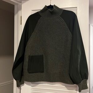 Zara army green knit sweater with almost jacket like sleeves